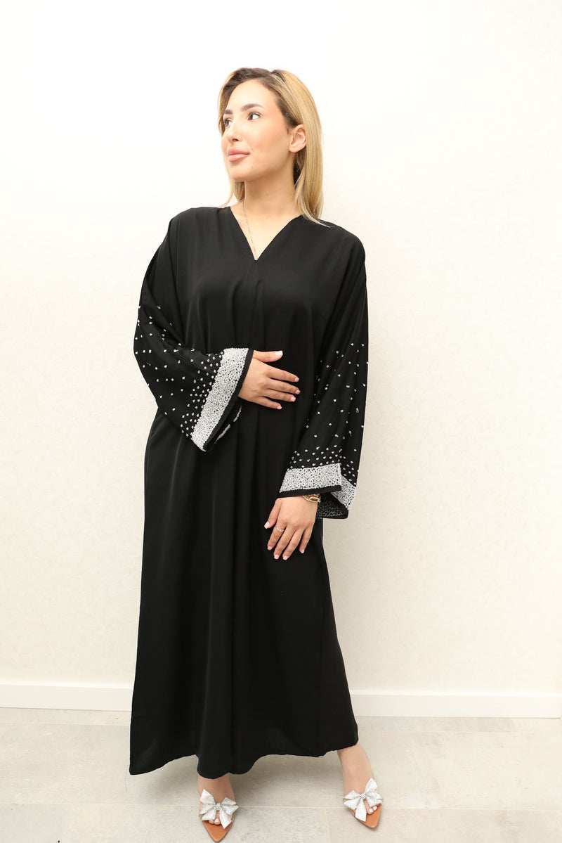 Midnight Crystal Sleek Abaya