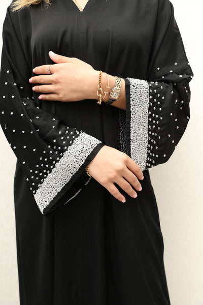 Midnight Crystal Sleek Abaya