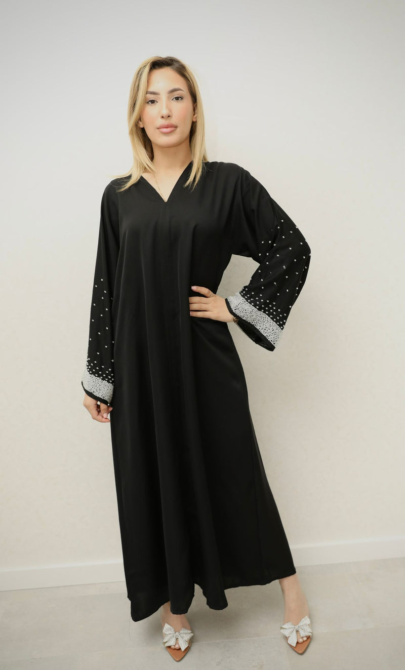 Midnight Crystal Sleek Abaya