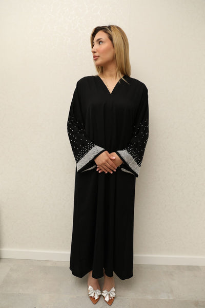 Midnight Crystal Sleek Abaya