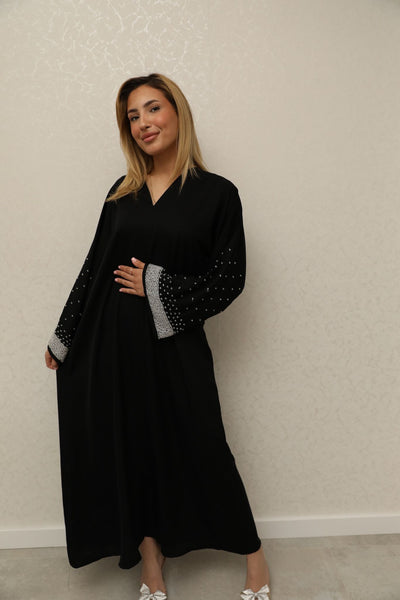 Midnight Crystal Sleek Abaya