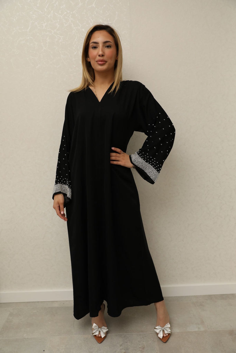 Midnight Crystal Sleek Abaya